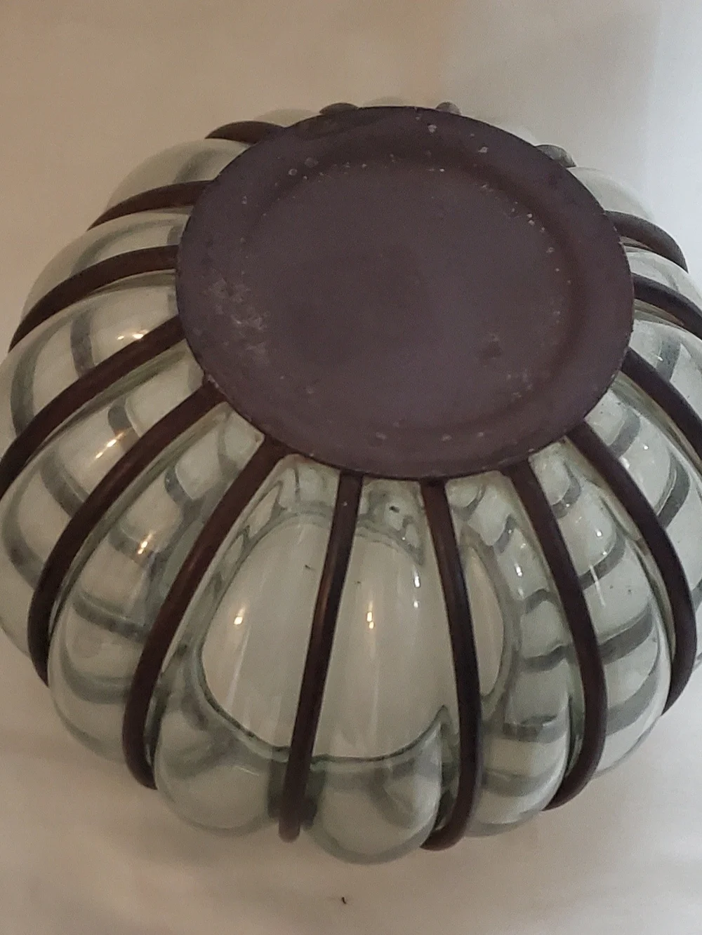 Glass Sphere Vase with Brown Metal Cage